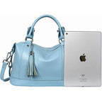 Heshe Womens Genuine Leather Purse Satchel Tote Bags Ladies Real Leather Bags Crossbody Handbags