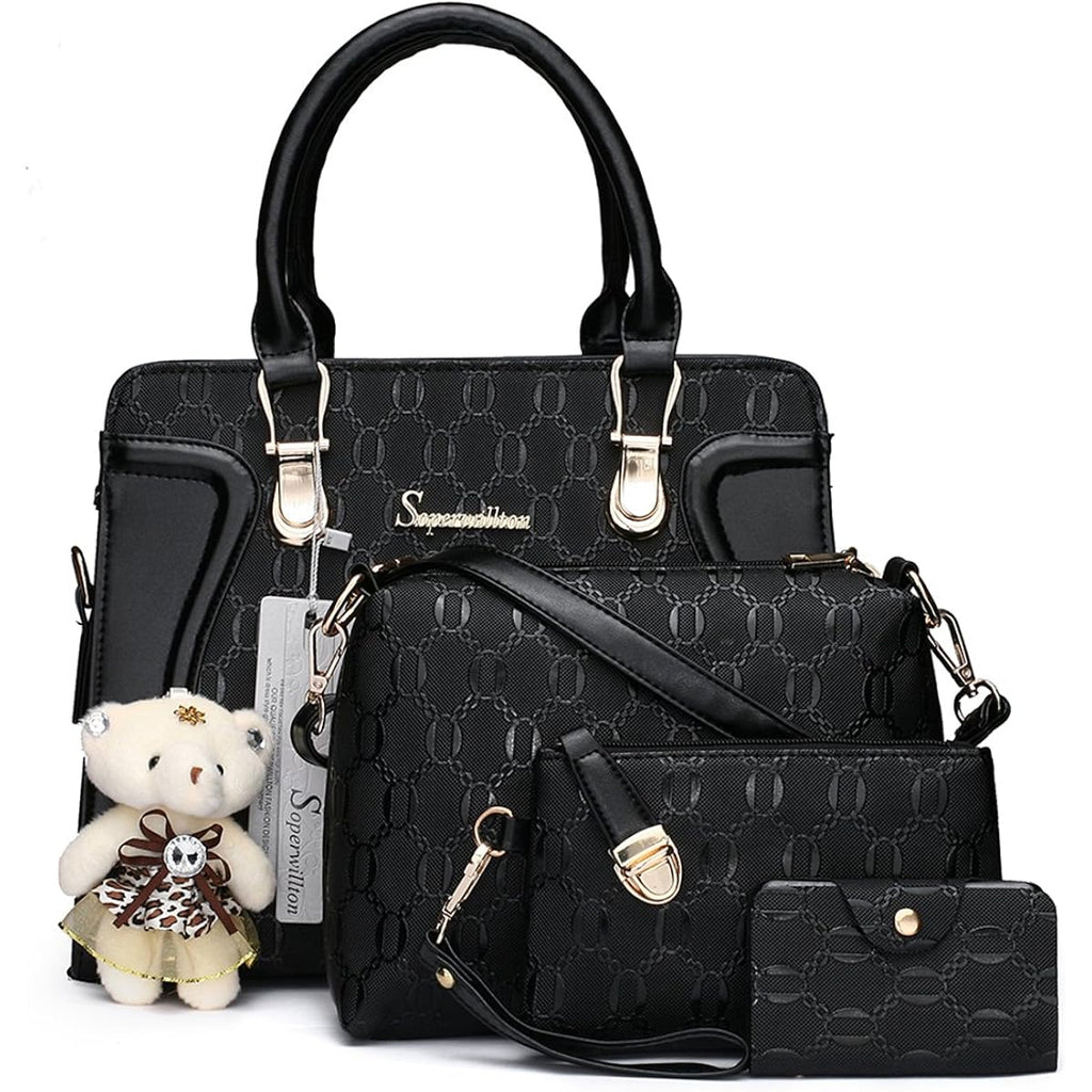 Women's Fashion Handbags Tote Bags Shoulder Bag Top Handle Satchel Purse Set 4pcs