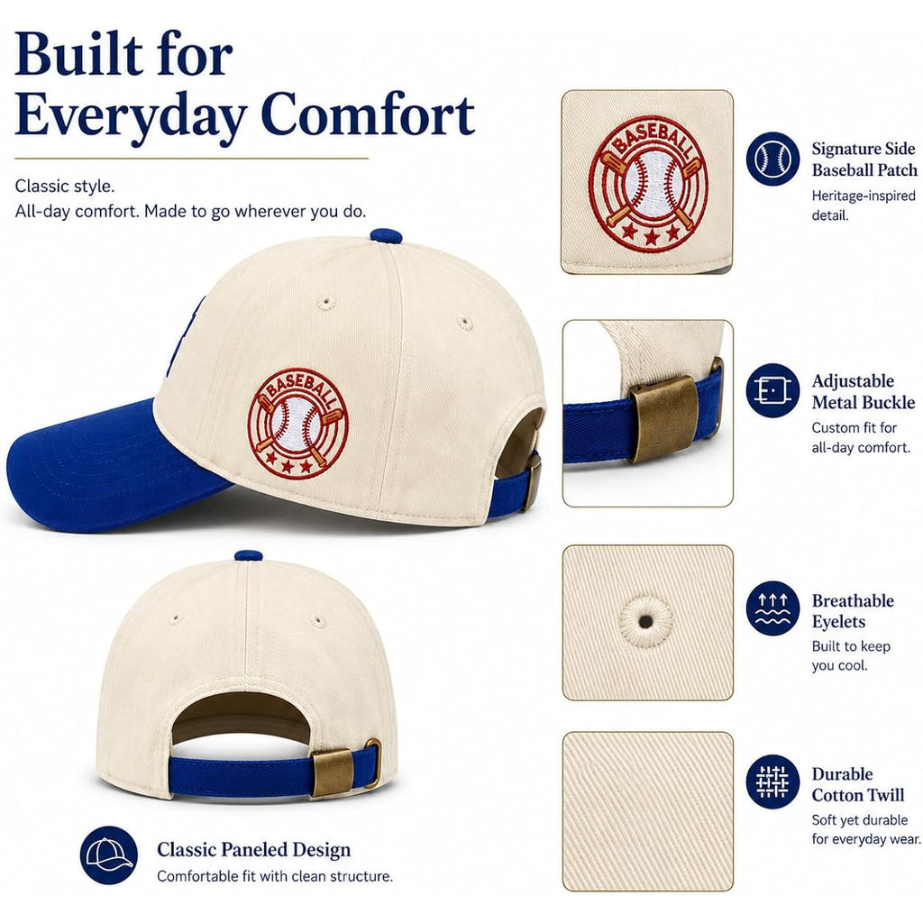 Baseball Hat for Women Men, Two-Tone Baseball Cap, Adjustable City Embroidered Cap Chicago