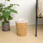 Wllhyf Wicker Waste Basket, Handwoven Water Hyacinth Trash Can Small Bathroom Trash Can Boho Woven Decorative Office Garbage Cans For Bedroom Bathroom Kitchen Living Room