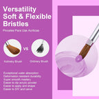 4PCS Acrylic Nail Brush Set, 6/8/12/16. Kolinsky Nail Art Brushes for Application, Sturdy Handle Oval Shaped Acrylic Powder Nails Design Tools for Professional Manicure DIY