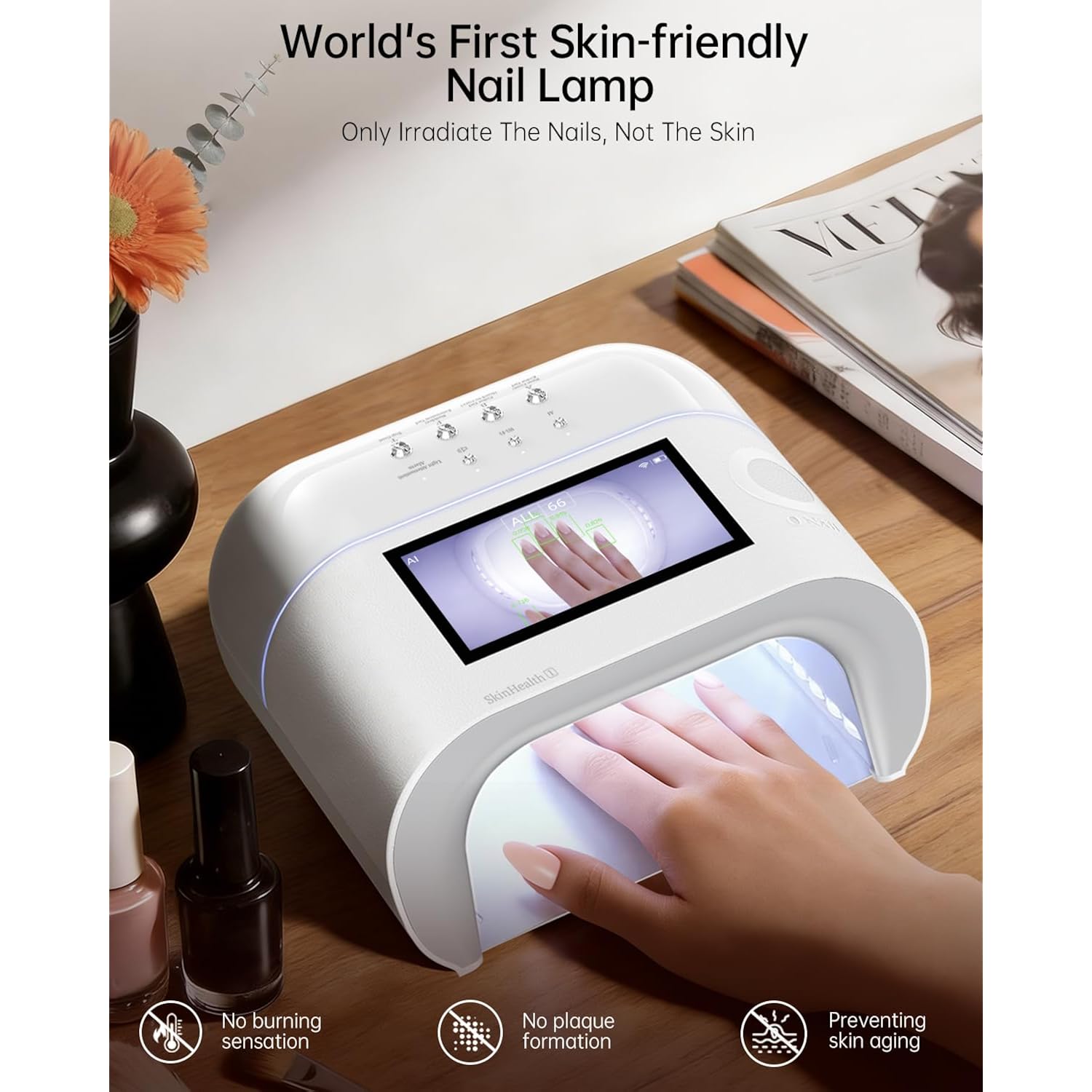AI Health Best Nail Lamp-O NAIL AI Precision Scan,Reduce Excess UV Skin Damage-2in1 AI Computer&Nail Dryer with HD Visible Screen,109 LEDs 2X Faster Curing,Nail Curing Lamp for Salon and Home