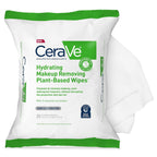 Cerave Makeup Remover Wipes, Plant Based Face Wipes, Biodegradable In Compost, Waterless Face Wash, Travel Essentials For Women, Suitable For Sensitive Skin, Fragrance-Free + Non-Comedogenic, 25Ct