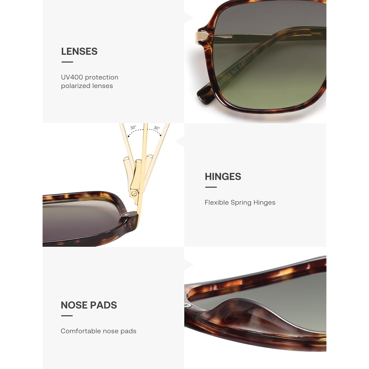 SOJOS Sunglasses for Women & Men, Square, Retro, Polarized Lens, Trendy Aviator, 90s Shades Yellow Tortoise/Green
