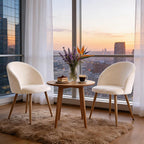 Lightdot Dining Chairs Set Of 2, Velvet Comfortable Seats, Mid-Century Modern Living Room Chairs, Upholstered Kitchen Chairs With Wooden Legs And Padded Seat For Bedroom Office, Easy Assembly, Beige