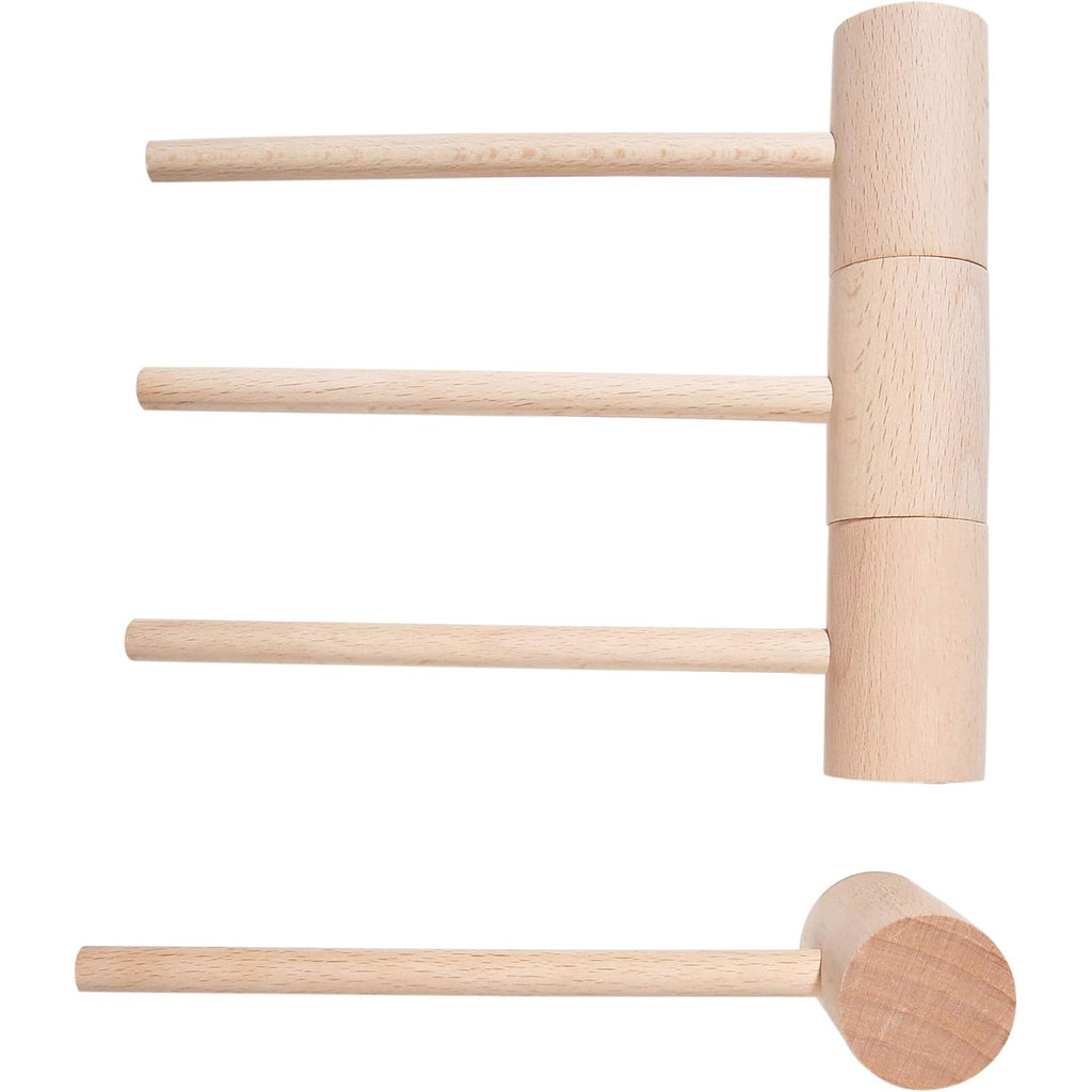 4Pcs Wooden Hammers, Natural Hardwood Crab Lobster Seafood Mallets