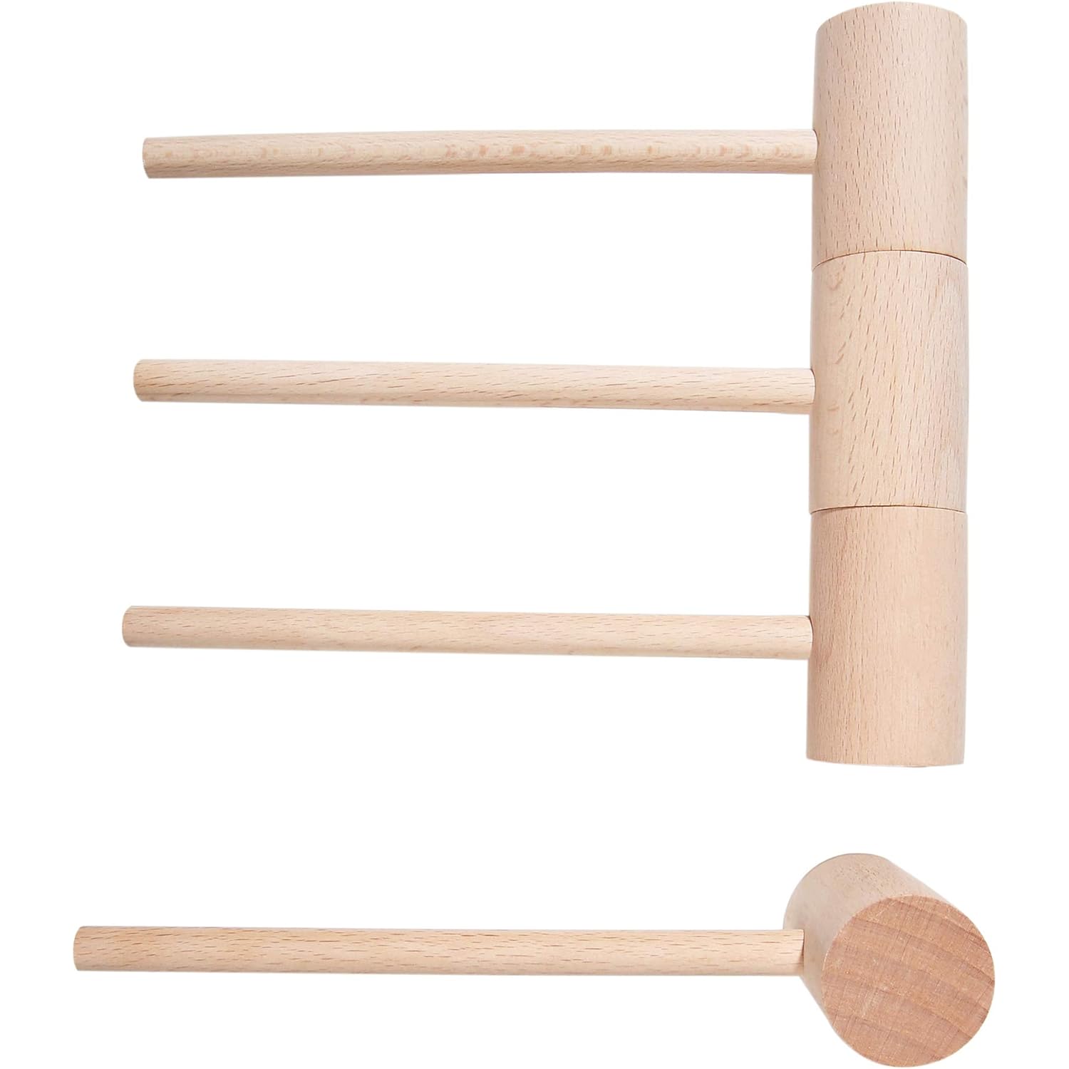 4Pcs Wooden Hammers, Natural Hardwood Crab Lobster Seafood Mallets