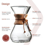 Chemex Pour-Over Glass Coffeemaker - Classic Series - 8-Cup - Exclusive Packaging