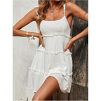 Makemechic Women'S Boho Mini Dress Summer Vacation Sundress Dots Sleeveless Cami Country Short Dress