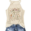 Halter Tank Tops for Women Boho Racerback Tank Tops Beach Vacation Graphic Tee Summer Sleeveless Camisole T-Shirts