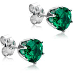 Orovi Round 14K Gold Earrings for Women in Solid 14K White Gold 585/14K Yellow Gold 585 with Ruby/Sapphire/Zirconia/Emerald Gemstones, Stud Earrings For Women,Women's Jewelry Delivered in Jewelry Box
