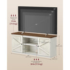 Vasagle Farmhouse Tv Stand For Tvs Up To 65 Inches, Entertainment Center With Storage Cabinets And Sliding Barn Doors, Media Console Table For Living Room, Rustic White And Honey Brown Ultv535W01