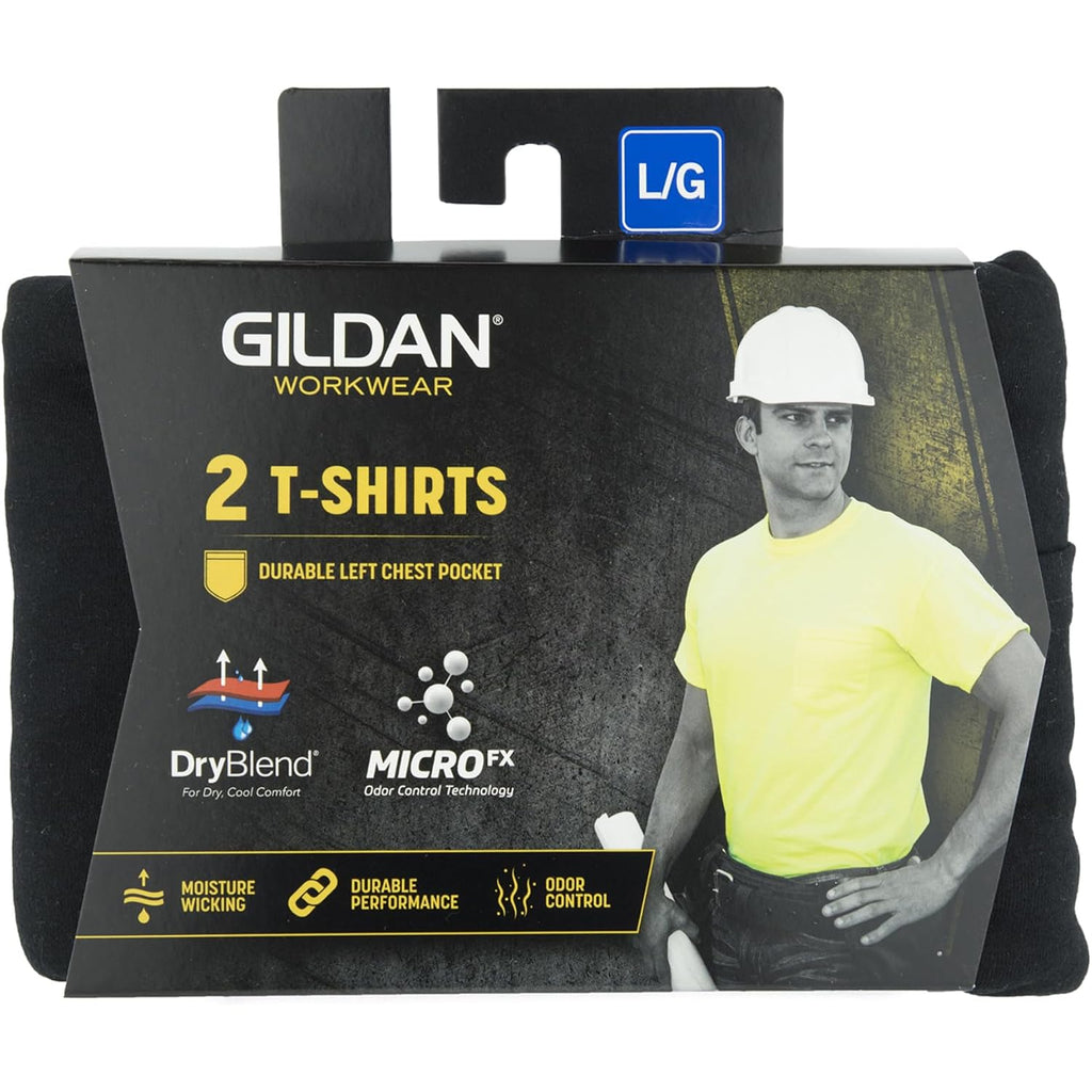 Gildan Unisex Adult Dryblend Workwear T-Shirts With Pocket, 2-Pack
