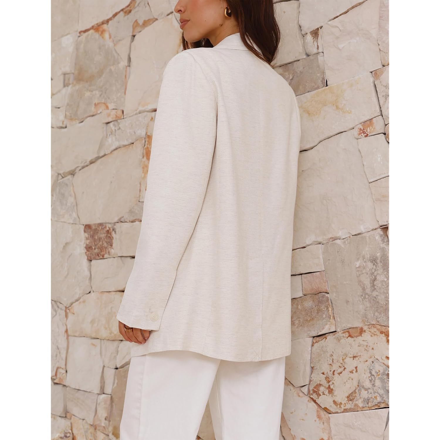 Womens Long Sleeve Linen Blazer Casual Spring Summer Lightweight Jackets