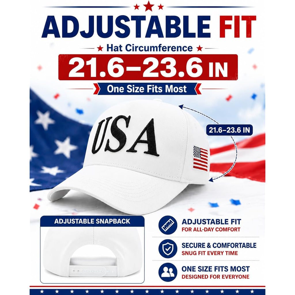 Usa Flag Hat For Men Women - 3D Embroidered Patriotic Baseball Cap, 4Th Of July, 250Th
