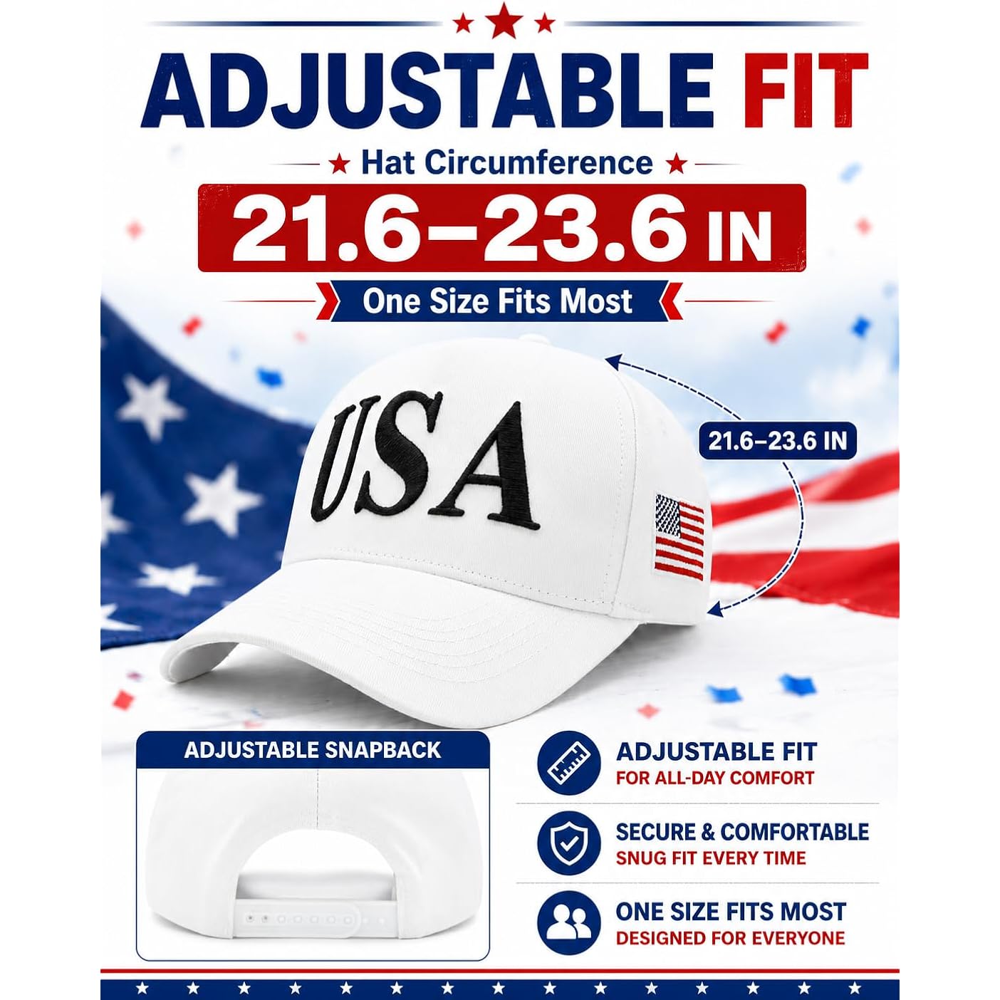 Usa Flag Hat For Men Women - 3D Embroidered Patriotic Baseball Cap, 4Th Of July, 250Th