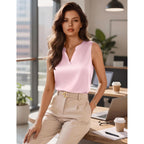 Zeagoo Silk Satin Tank Tops for Women V Neck Business Work Blouses Summer Dressy Casual Sleeveless Shirts