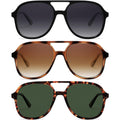 Aviator Sunglasses for Women, Polarized Sunglasses Women with UV Protection, 70s Retro Trendy Cruise Essentials 2026 3 Pack Oversized Aviator: Grey+brown+green