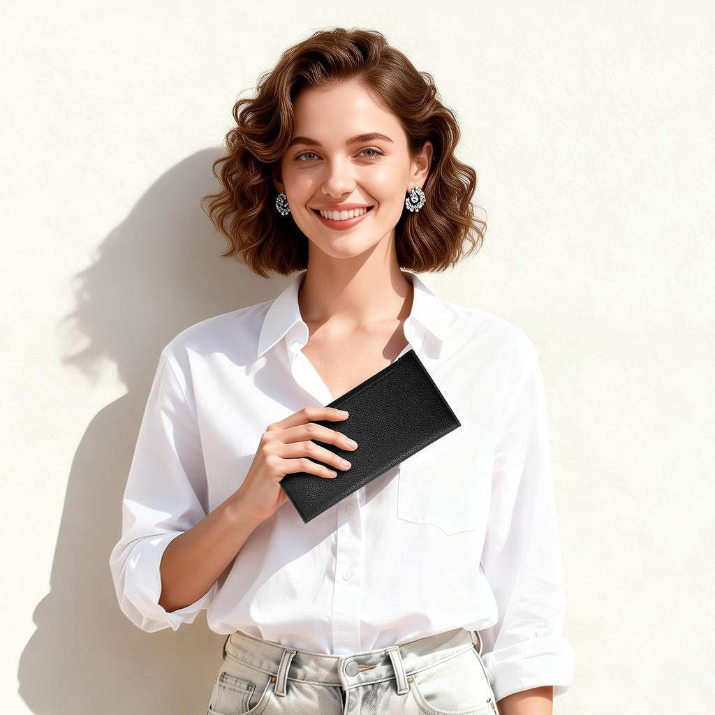 Tipmile Slim Wallet For Women, Rfid Blocking Credit Card Holder | Thin Compact Bifold Wallet With Zipper, Ladies Gift, Black