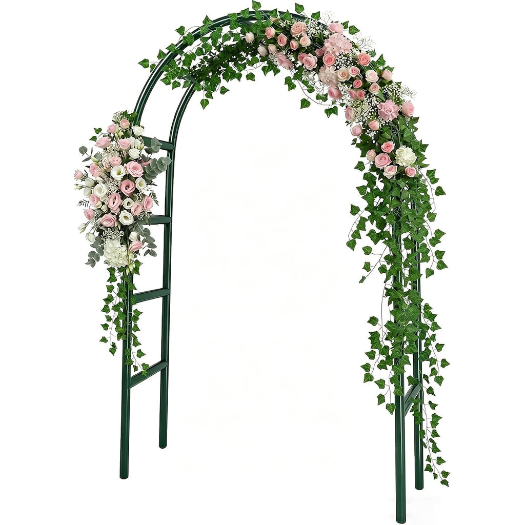 Rubfac 7.8Ft Garden Arch, Metal Trellis For Climbing Plants Outdoor | Dark Green Garden Arbors, Archway Frame For Flower Vines, Backyard Fall Decor, Halloween Christmas Decorations
