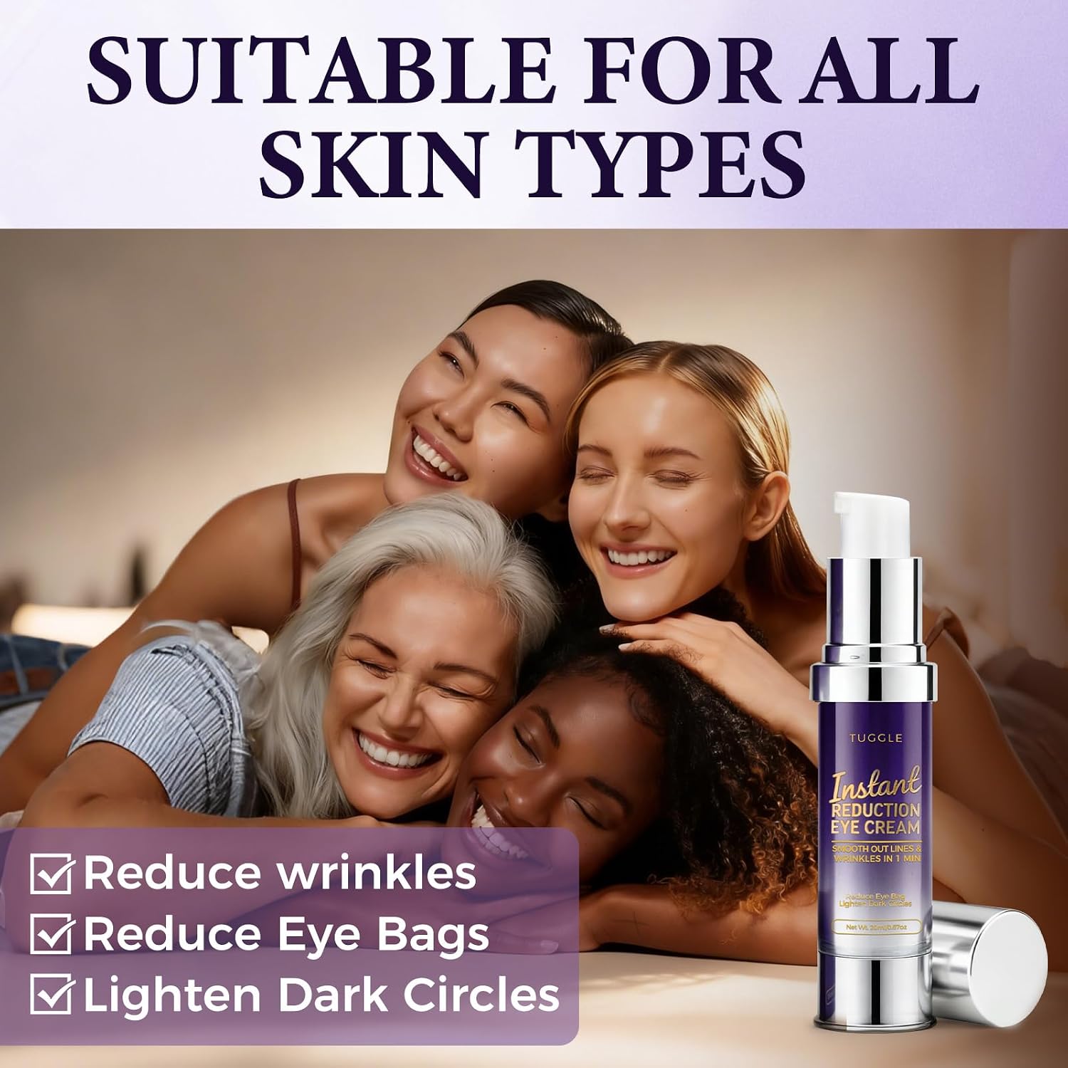 Tuggle Instant Eye Tightening Serum, Instant Lift Eye Gel Cream Rapid Improve Under Eye Bags And Puffiness, Tightener Wrinkles & Fine Lines Fast, For Women & Men In 60 Seconds