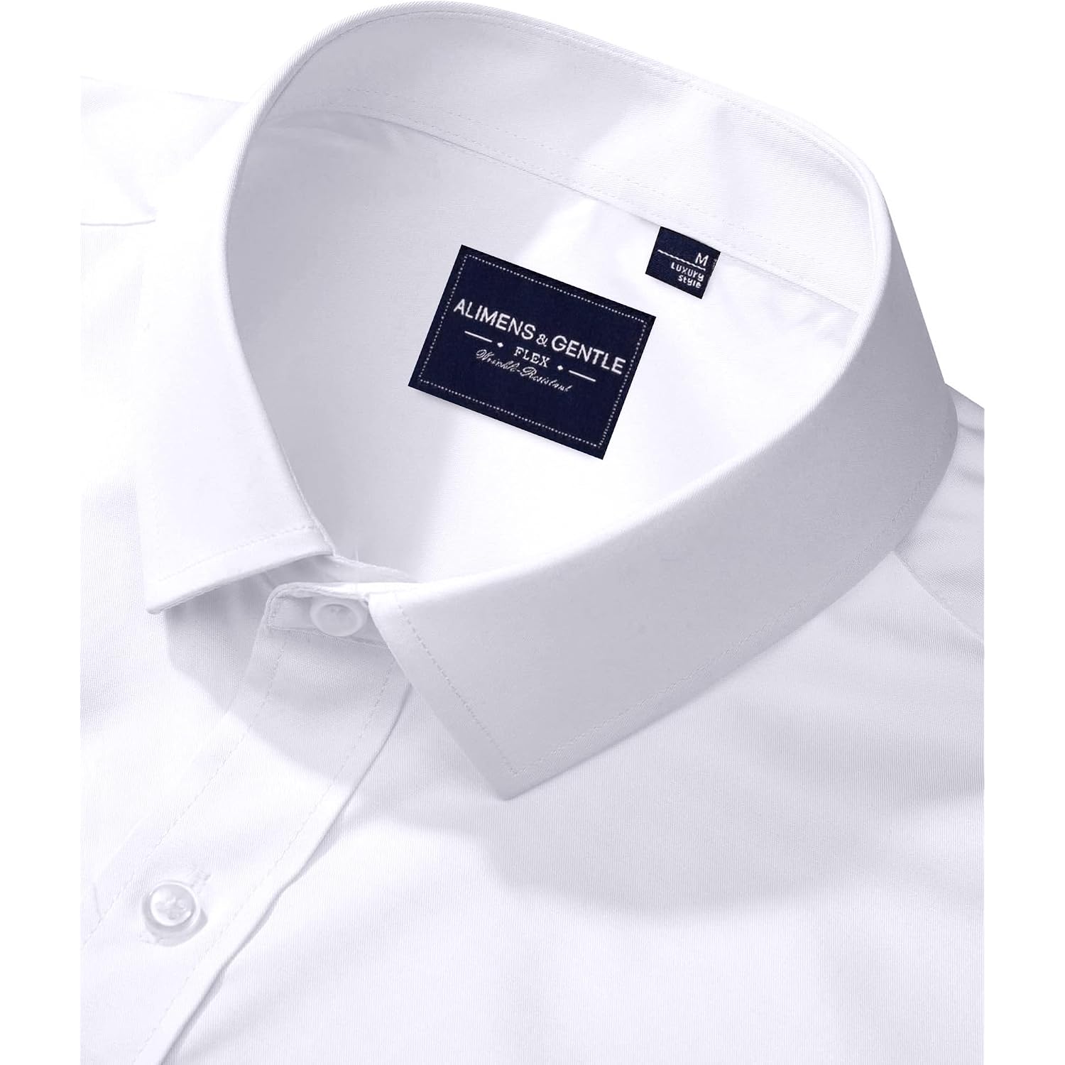 Alimens & Gentle Men'S Dress Shirts Long Sleeve Wrinkle-Free Stretch Shirts Solid Formal Button Down Shirt With Pocket