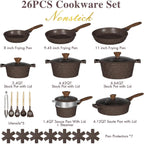Umite Chef 26Pcs Pots And Pans Set Non Stick, Nonstick Cookware Sets, Induction Cook Ware, Includes Steamer & Silicone Utensils, Housewarming Gift, Kitchen Cooking Sets W/Frying Pan (Pfos, Pfoa Free)