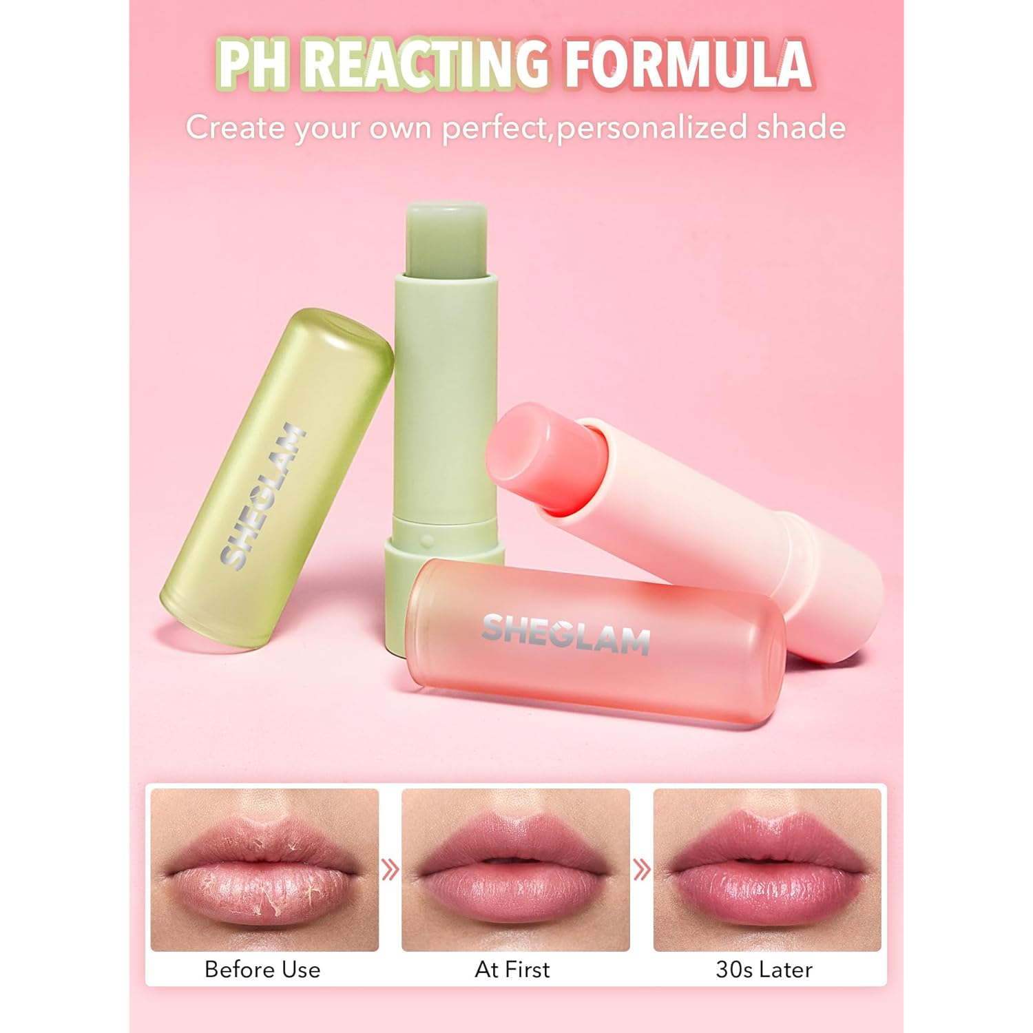 SHEGLAM Pout PHresh Color Changing Moisturizing Lipstick Tinted Lip Balm Magic Temperature Color Change Lipstick-Watermelon