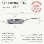 Made In Cookware | 12-Inch Stainless Steel Frying Pan | 5 Ply Stainless Clad | Professional Cookware | Crafted in Italy | Induction Compatible