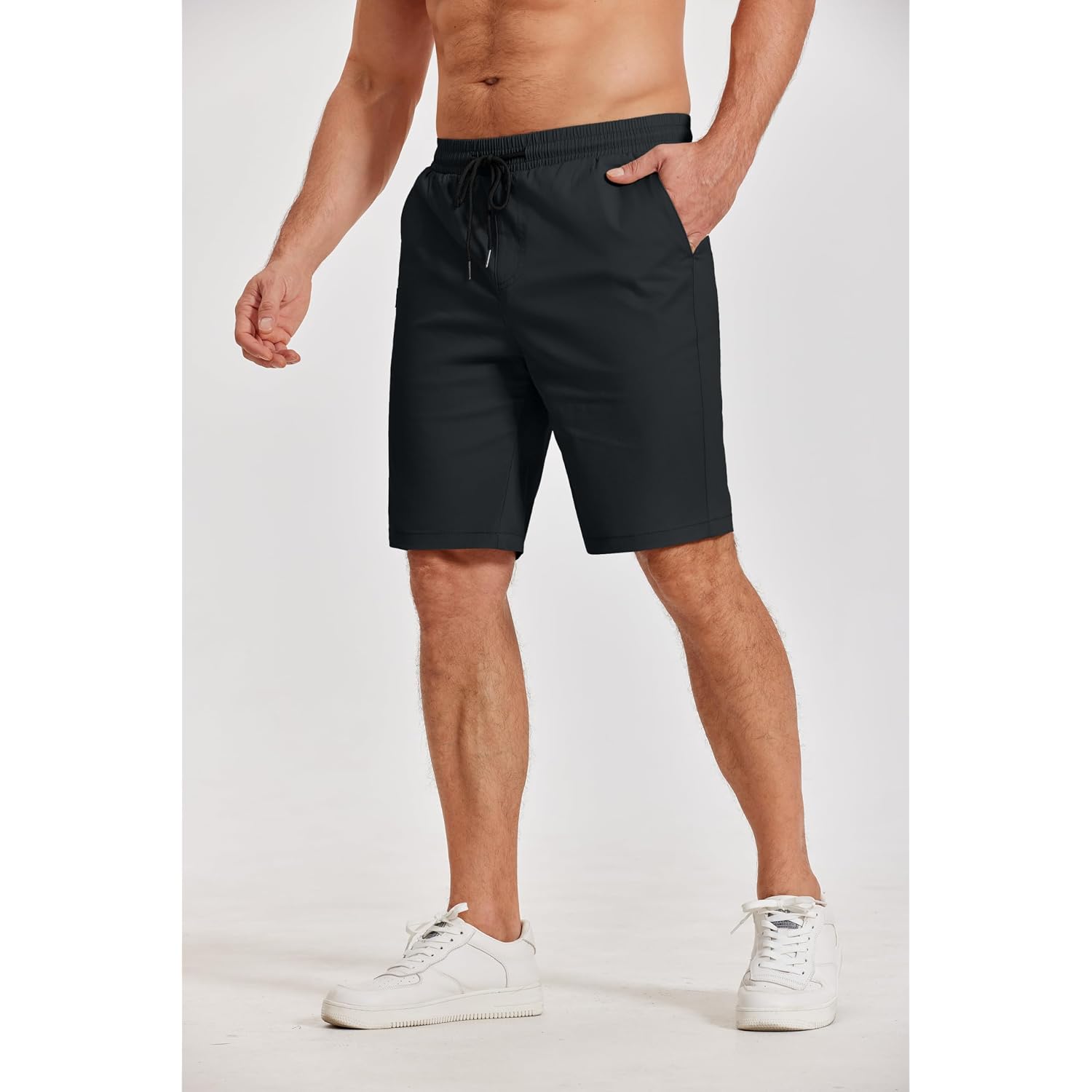 Coofandy Mens Casual Shorts Cotton Elastic Waist Drawstring Shorts Lightweight Summer Beach Shorts