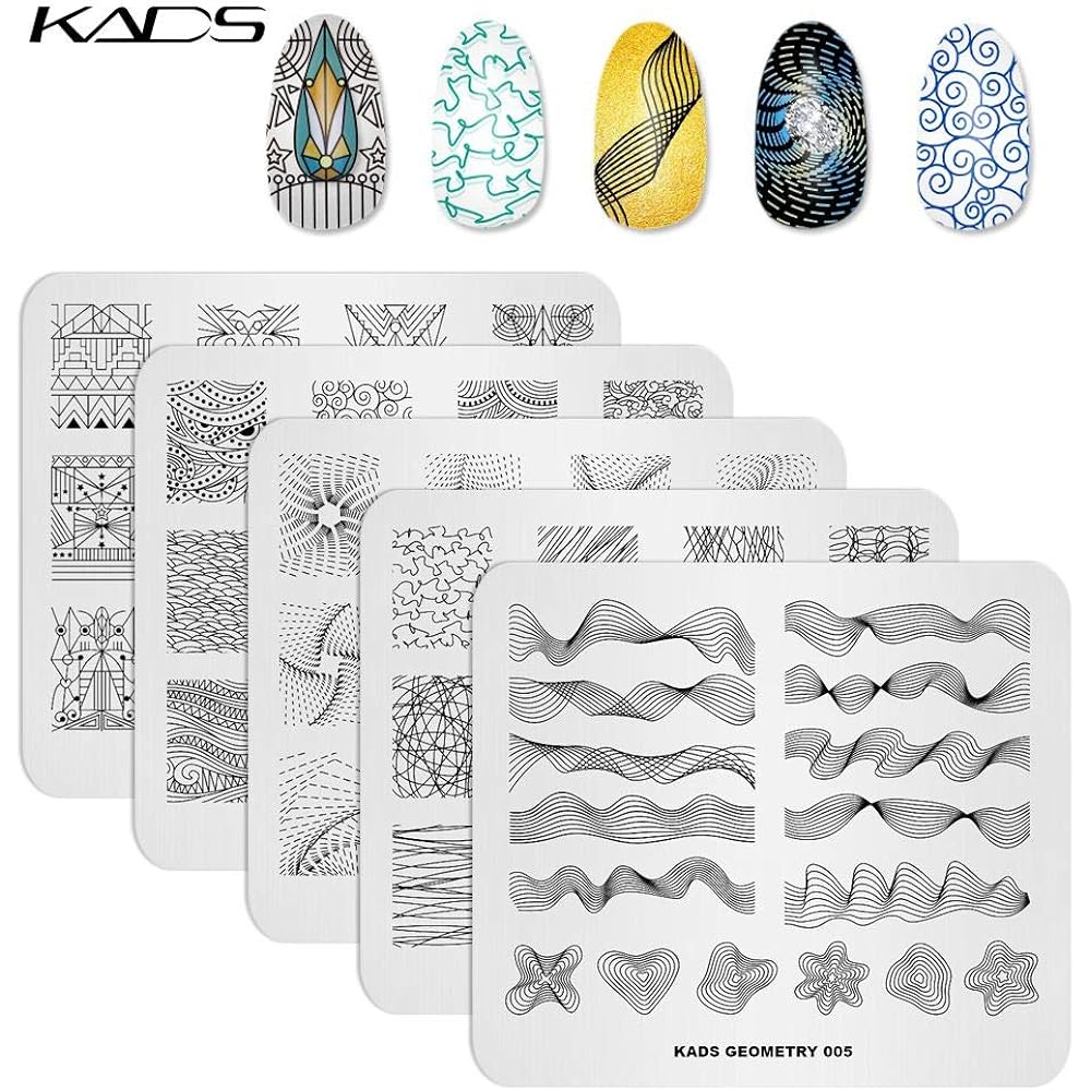 KADS 5Pcs/Set Nail Template Nail Art Template Decoration Tool Geometry Designer Style Image Plate