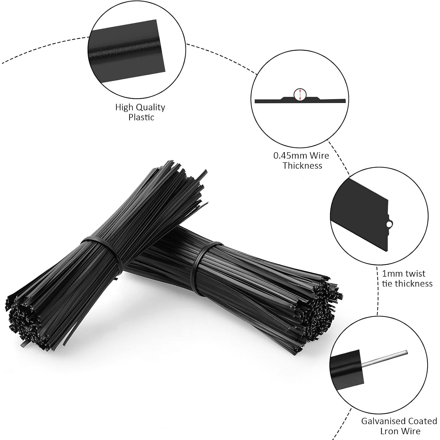 300 Pcs Plastic 5" Twist Ties For Bags, Wire Ties Reusable Twist Bread Ties For Household And Office Use