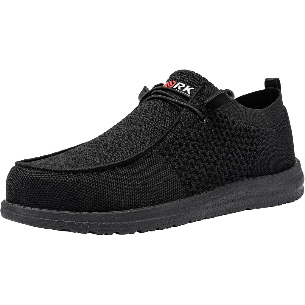 Larnmern Slip On Steel Toe Shoes Men Lightweight Comfortable Lounging Walking Sneakers Steel Toe Loafers