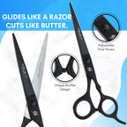 Hair Cutting Scissors Set – 7 Inch Razor-Sharp Barber Shears & Thinning Scissors, Comb & Case Ergonomic, Adjustable Tension (Matte Black Finish)