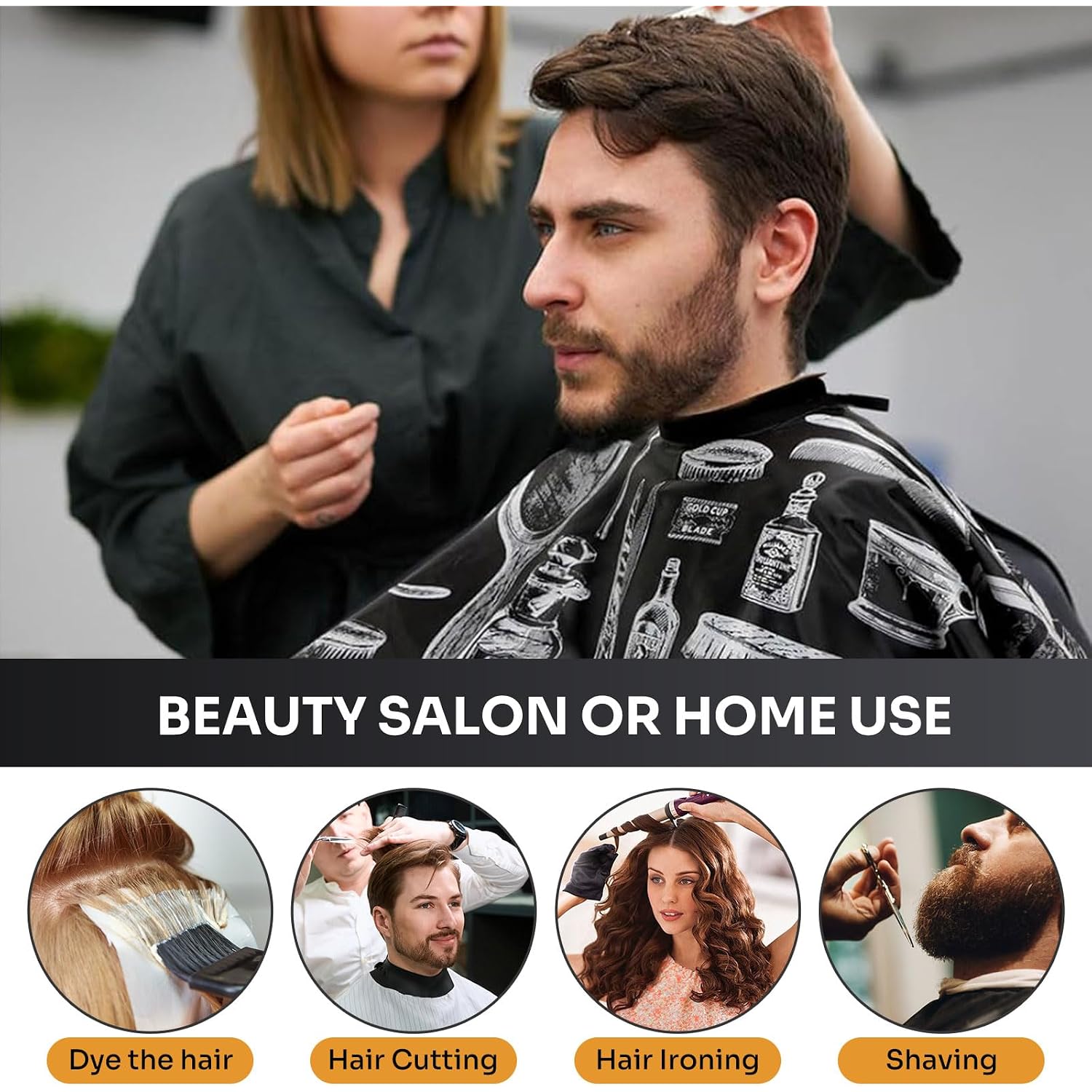 Barber Cape 13Pcs With Neck Duster Brush Adjustable, Extra Long Hair Cutting Cape 63" X 55" Profesional Barber Accessories For Men/Adults/Barber/Salon/Clients/Home/Women/Kids
