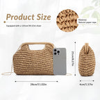 Straw Dumpling Clutch Bag, Summer Beach Bag, Woven Straw Tote Clutch Purse For Women, Vacation Evening Bags