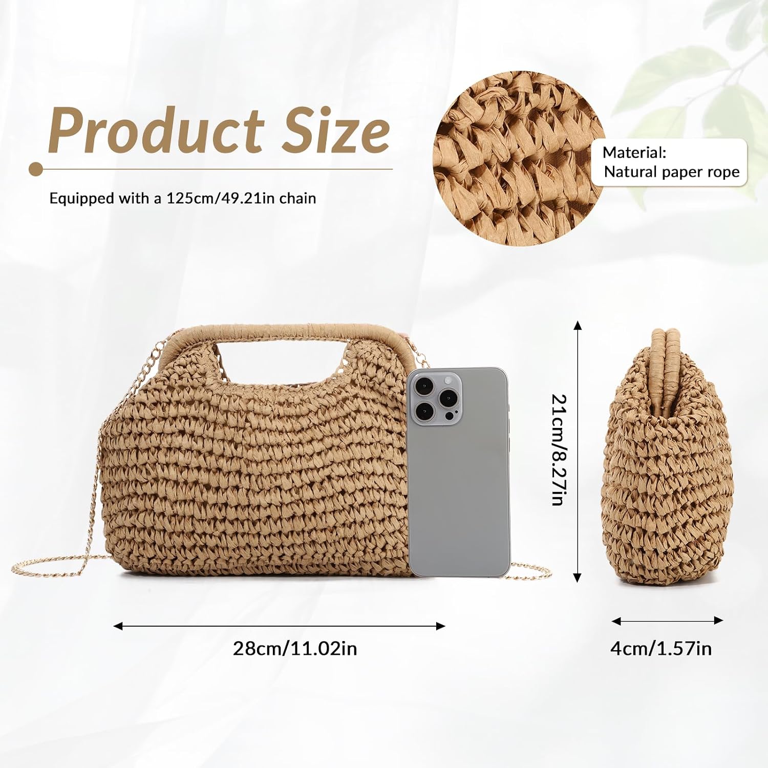 Straw Dumpling Clutch Bag, Summer Beach Bag, Woven Straw Tote Clutch Purse For Women, Vacation Evening Bags