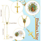 Jadive 100 Pcs Scented Rosary Beads Necklace with Gift Box Lady Guadalupe Wooden Rosary Beads Bulk with Crucifix for Women Men First Communion Baptism Favors Catholic Gifts