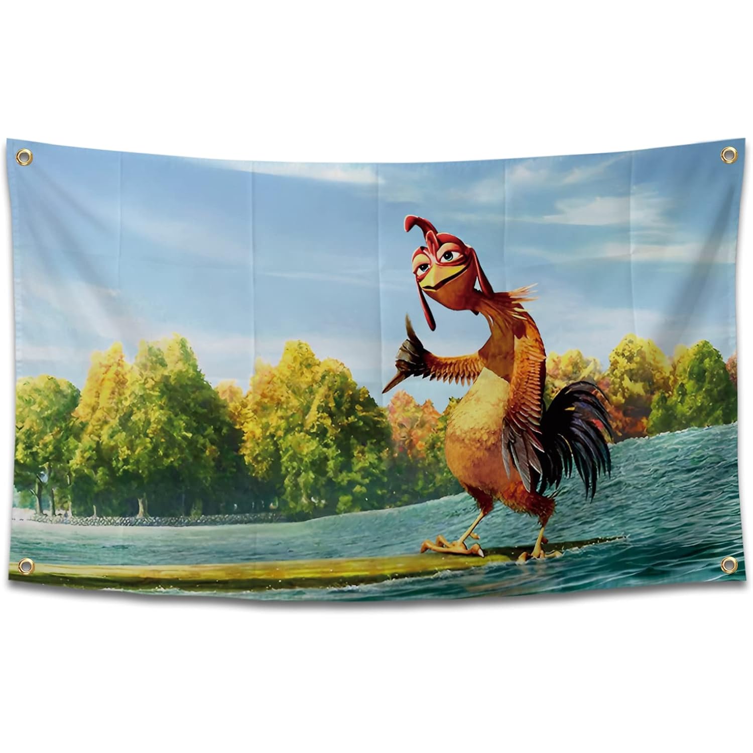 Chicken Flag Funny Poster Durable Man Cave Wall Flag With 4 Brass Grommets 3X5 Feet Tapestry For College Dorm Room Decor,Outdoor,Bedroom, Parties Gifts, Travel, Filming,Events,Festivals.. High-Resolution Banner