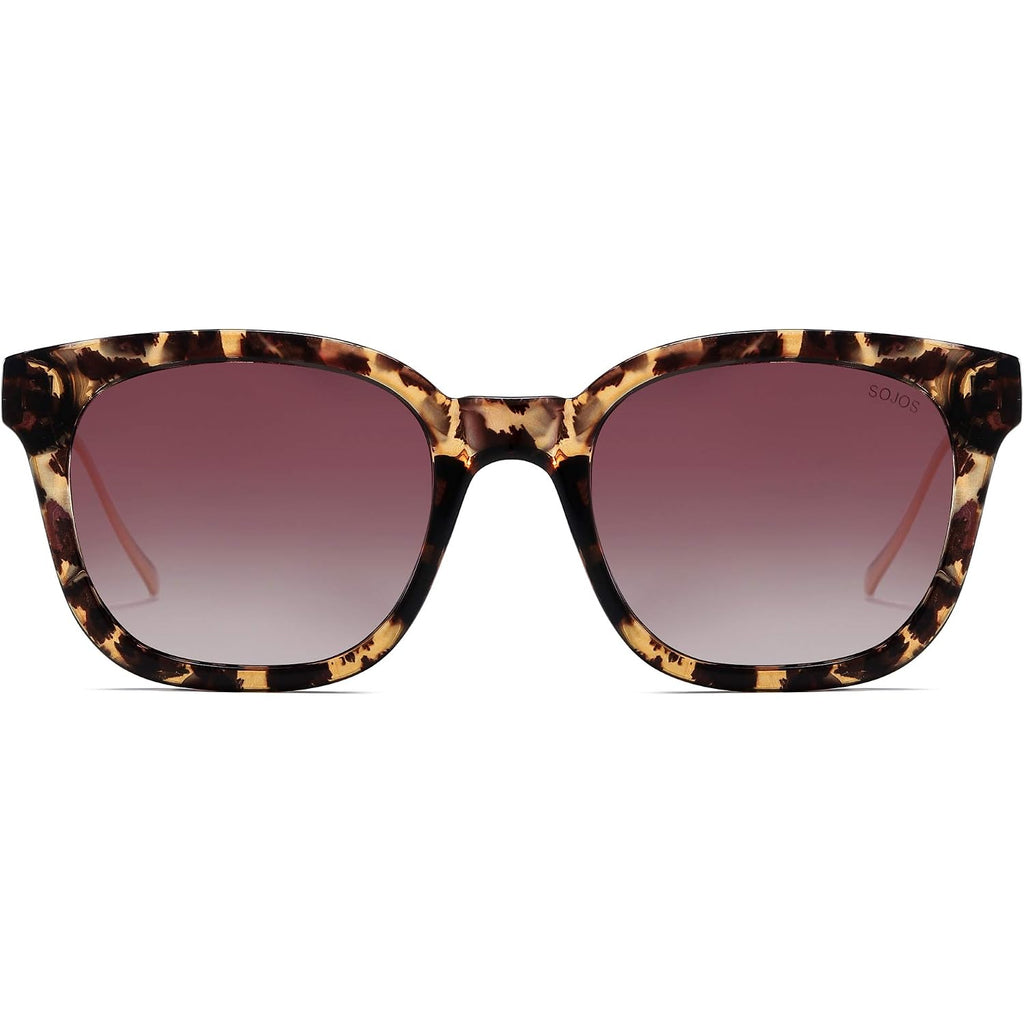 SOJOS Classic Square Polarized Sunglasses Womens Mens Retro Trendy UV400 Sunnies SJ2050 Leopard/Purple