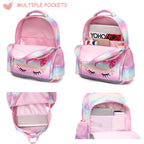 Backpack For Girls, Kids Backpacks Preschool Kindergarten Bookbag Cute Lightweight With Chest Strap And Lunchbox (Unicorn)