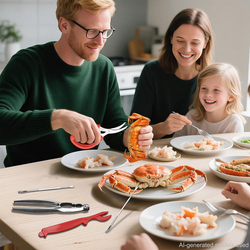 2026 Upgraded 8Pcs Seafood Cracker Tool Set, Crab Crackers And Tools | Includes 2 Crab Leg Crackers, 2 Stainless Steel Crab Forks, 2 Lobster Shellers, 1 Crab Scissors And 1 Storage Box