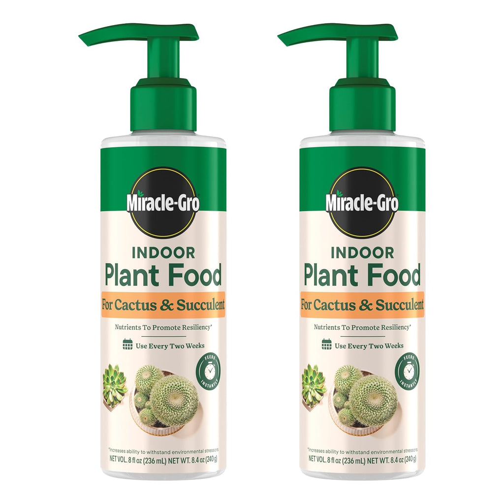 Miracle-Gro Indoor Plant Food For Cactus & Succulent, 8 Fl. Oz. (2-Pack) | Liquid Plant Food For Indoor Succulents And Cactus