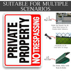 4 Pack Large No Trespassing Signs Private Property, 12X8 In Aluminum Sign | Reflective Aluminum Signs, Which Are Weather - Resistant And Easy To Install, Are Suitable For Courtyards, Gates And Fences