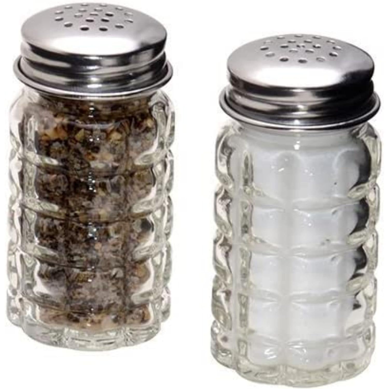 Retro Style Salt And Pepper Shakers With Stainless Tops (2)