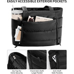 Bagstellar Puffer Tote Bag for Women, Lightweight Puffy Work Handbag Teacher Nurse Quilted Shoulder Bag for School Travel Gym | Cloud Bag w/ Zipper, Daily College Bags, 15.6" Computer Bag, Clinical Nursing Bag, 40 OZ Tumbler Holder, Ideal Gift for Women