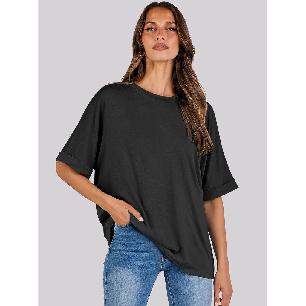 Anrabess Womens Tops Oversized T Shirts Short Sleeve Crewneck Summer Casual Loose Basic Tee Shirt 2026 Trendy Fashion Clothes