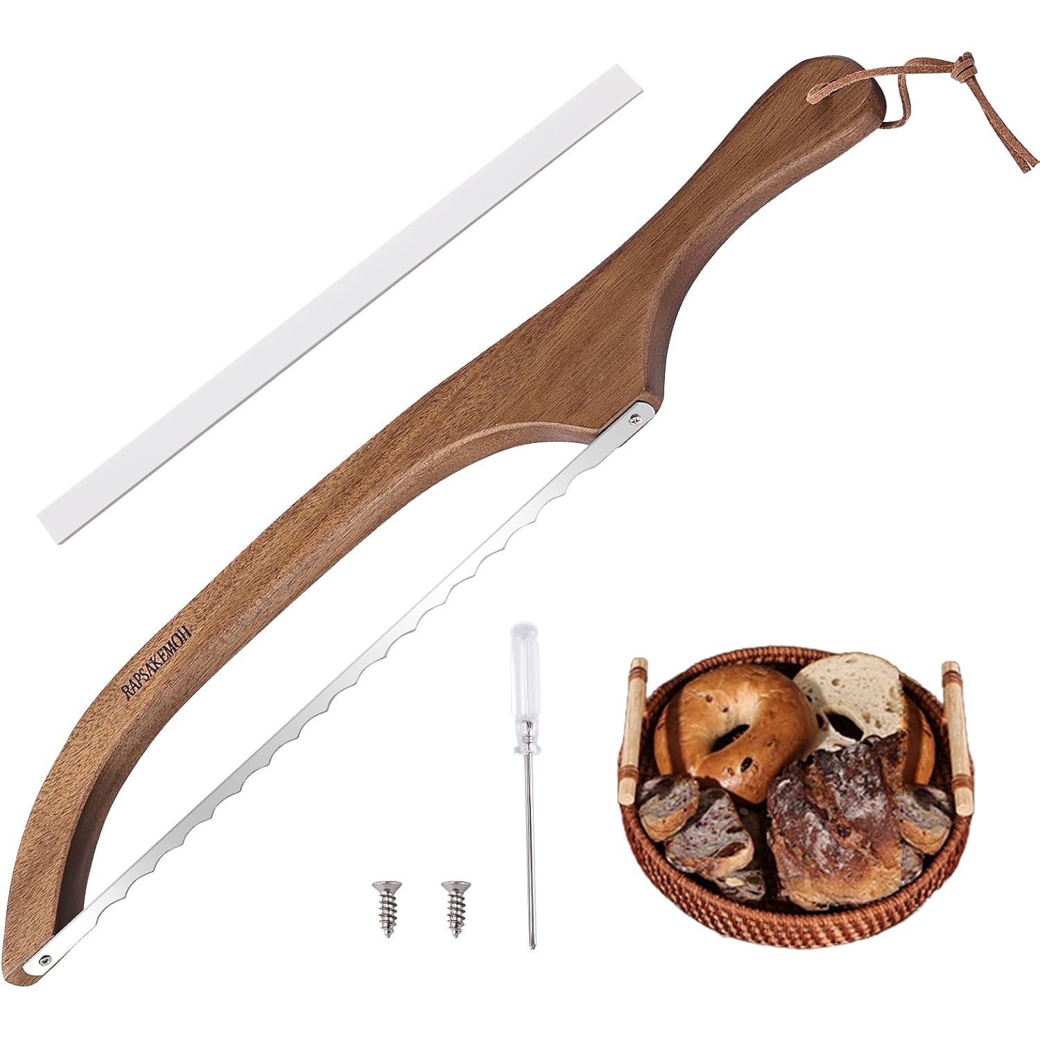 RAPSAKEMOH Bread Knife for Homemade Bread sourdough,Bread slicer for Homemade Bread, Sourdough bread knife, Baguettes and More Cuts Thin,Bow Design Easy to Cutting Even Slices