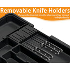 Silverware Organizer - Expandable Large Kitchen Drawer Organizer Utensil Organizer With 2 Removable Knife Blocks, 22"X 19"Cutlery Tray Drawer Dividers For Kitchen Flatware(6-9 Slots) (Black)