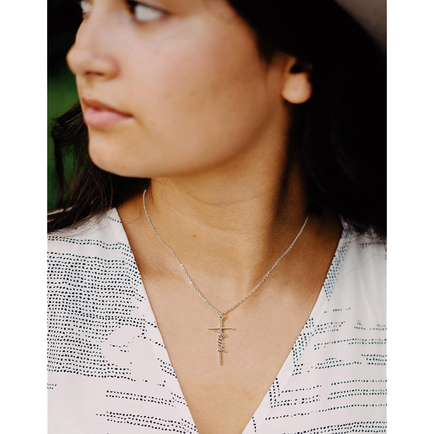 Lcherry Faith Cross Pendant Necklace for Women Religious Christian Jewelry Mother's Day Gifts for Women
